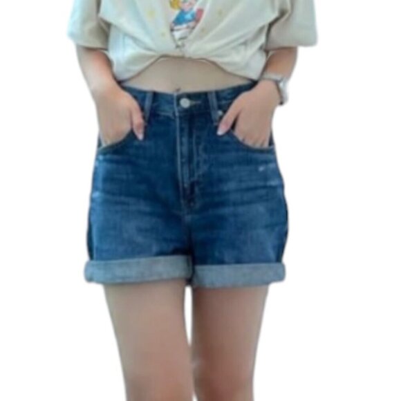 Uniqlo High Rise Roll Up Denim Shorts - Picture 1 of 5